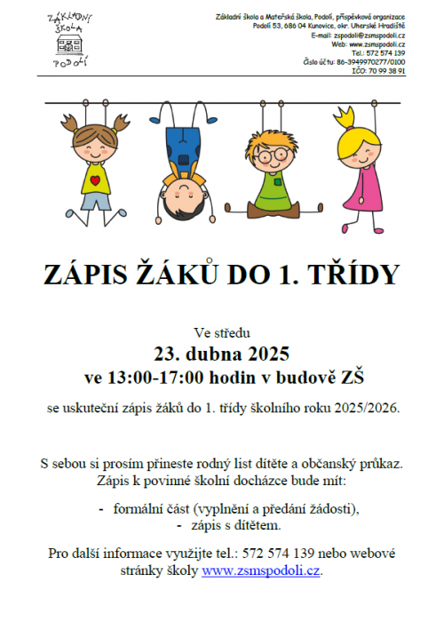 Zápis do 1. třídy pro školní rok 2025/2026