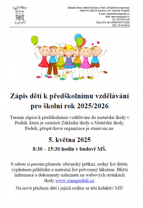 Zápis do mateřské školy 5.5.2025